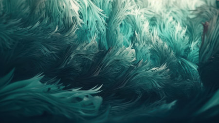 Dive into the tranquil shades of turquoise and green with this abstract background inspired by sea waves and palm leavesの素材