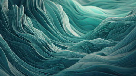 Dive into the tranquil shades of turquoise and green with this abstract background inspired by sea waves and palm leavesの素材
