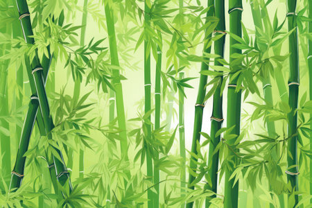 Fresh and rejuvenating bamboo background in lush green huesの素材