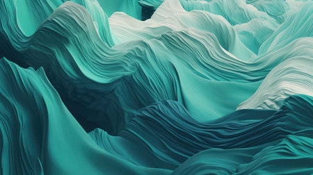 Dive into the tranquil shades of turquoise and green with this abstract background inspired by sea waves and palm leavesの素材