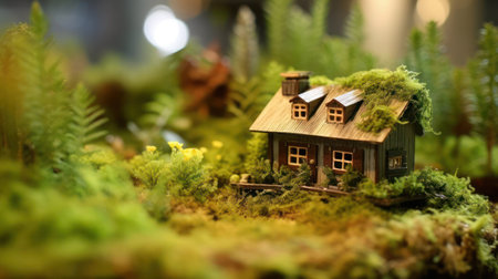 "Enchanting Miniature Cottage Surrounded by Lush Spring Greeneryの素材