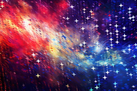 Dynamic composition of interconnected stars forming the iconic US flagの素材