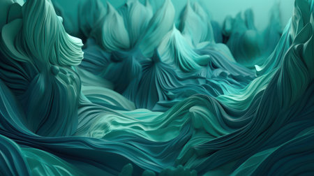 Dive into the tranquil shades of turquoise and green with this abstract background inspired by sea waves and palm leavesの素材