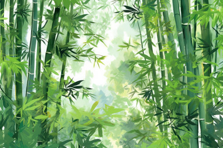 Fresh and rejuvenating bamboo background in lush green huesの素材