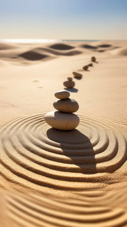 Serenity in Nature: Zen Stones Creating a Calming Oasisの素材