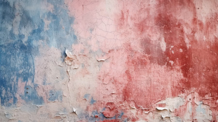 Vintage-style background with a tonal, painted concrete wall and rustic texturesの素材