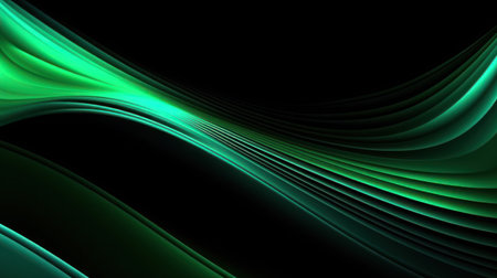Vibrant green blurred lines on black background, abstract conceptの素材