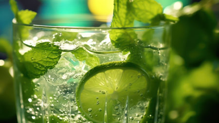 A Mojito drink bursting with refreshing flavors and vibrant hues, perfect for a sunny dayの素材