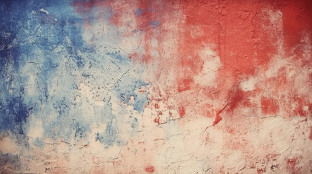 Vintage-style background with a tonal, painted concrete wall and rustic texturesの素材