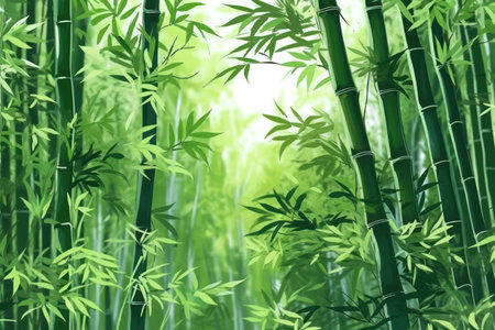 Fresh and rejuvenating bamboo background in lush green huesの素材