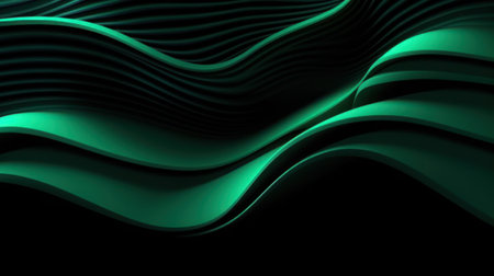 Vibrant green blurred lines on black background, abstract conceptの素材