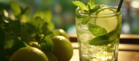 A Mojito drink bursting with refreshing flavors and vibrant hues, perfect for a sunny dayの素材