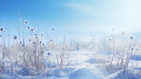 Bokeh Style: Snowy Field and Delicate Flowersの素材