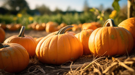 Autumn Harvest: Fresh Pumpkins on Farmの素材