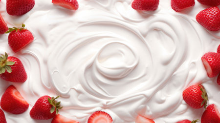 Delicious Yogurt and Strawberry Seamless Backgroundの素材