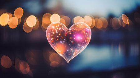 Minimalist Heart-Shaped Light Image with Colorful Light Streaksの素材