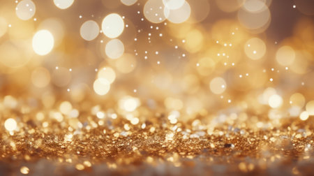 Gold and White Out of Focus Background with Glitter Lightsの素材