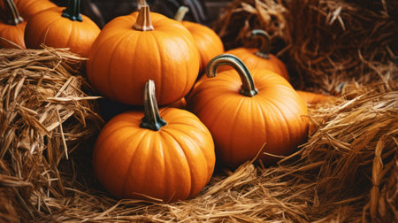 Vintage Pumpkin Patch on Hayの素材