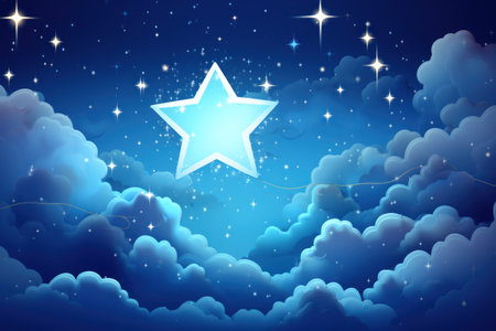 Dreamy Blue Starry Background with Cloudscapeの素材