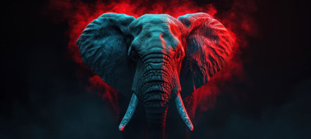 Dark Red and Blue Elephant Wallpaper Illustrationの素材