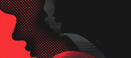 Black and Red Abstract Poster with Dynamic Dotsの素材