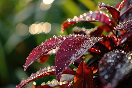 Exquisite Water Droplets Amidst Exotic Jungle Plantsの素材