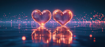 Valentine's day background with two hearts. 3d renderingの素材