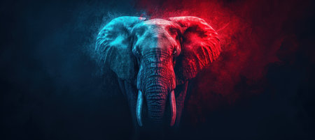 Dark Red and Blue Elephant Wallpaper Illustrationの素材