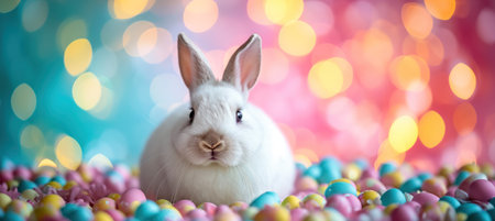 Adorable Rabbit Portrait on Abstract Canvasの素材