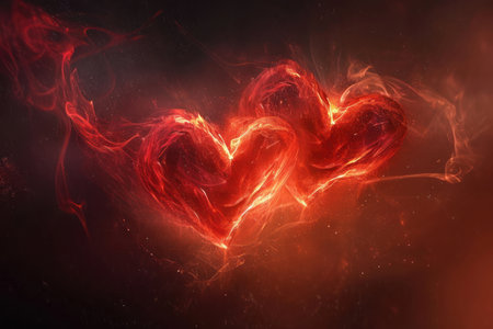 Abstract fractal red heart on a black background. Fantasy fractal texture. Digital art. 3D rendering.の素材
