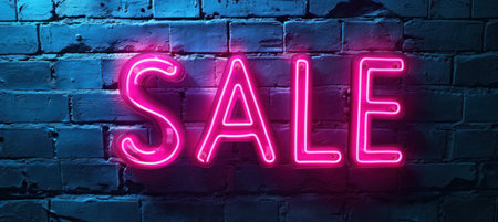 Vibrant Neon Pink 'SALE' Sign on Textured Backgroundの素材