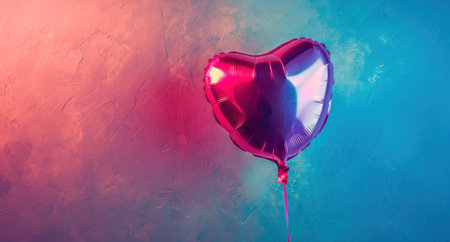 Vibrant Neon Heart Balloon in Light Maroon Huesの素材