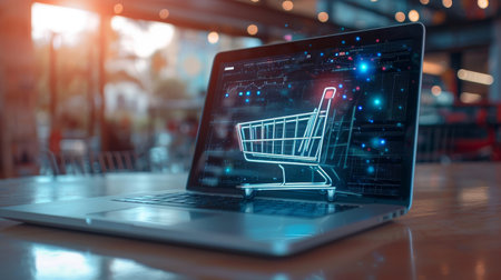 Online Shopping Elegance, Modern Tech Integrationの素材