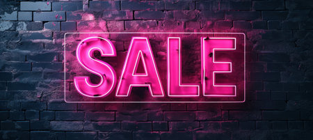 Vibrant Neon Pink 'SALE' Sign on Textured Backgroundの素材