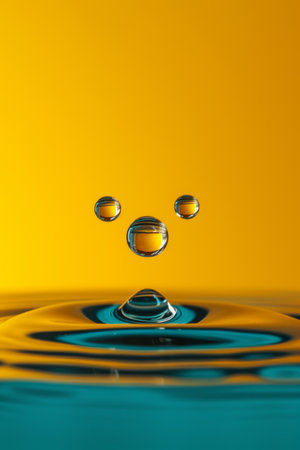 Dancing Droplets, Light Orange Splash on Waterの素材