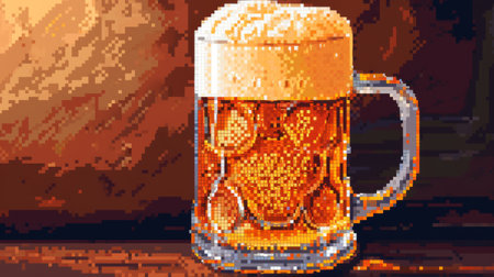 Pixel Art Beer, Retro Mug Refreshmentの素材