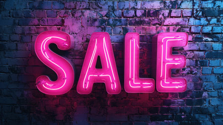 Vibrant Neon Pink 'SALE' Sign on Textured Backgroundの素材