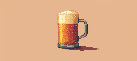 Pixel Art Beer, Retro Mug Refreshmentの素材