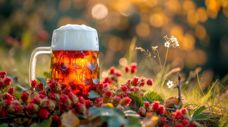 Hoppy Beer Mug, Nature's Backgroundの素材