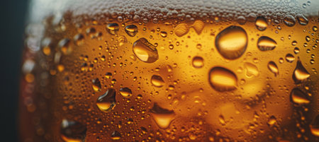 Saturated Beer Glass, Colorful Droplets in Dark Orangeの素材