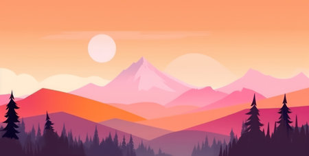 Minimalist Landscape with Geometric Shapes and Calming Colorsの素材
