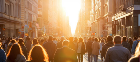 Metropolis Movement: Unidentified Masses Navigate Cityscapeの素材