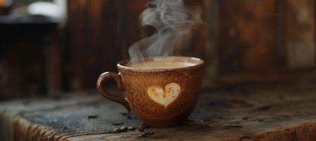 Heartfelt Coffee, A Rustic Charm with Steamy Loveの素材