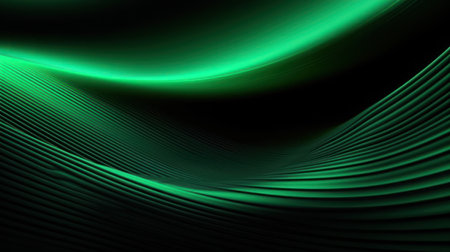 Vibrant green blurred lines on black background, abstract conceptの素材