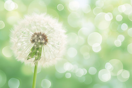 Dreamy Dandelion, Whimsical Illustration on Bokeh Backgroundの素材