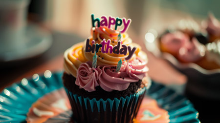 Celebratory Cupcake, Dark Turquoise & Light Pink Themeの素材