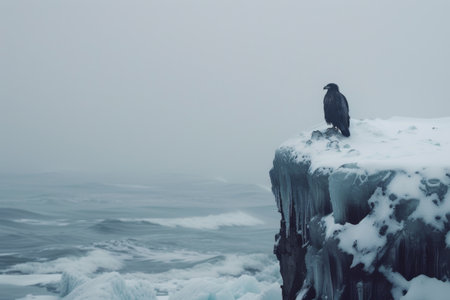 Majestic Eagle Perched High, A Winter Sceneの素材