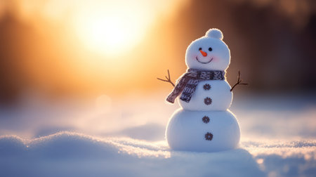 Cute Christmas Snowman in a Winter Wonderlandの素材