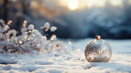 Christmas Winter Scene with Dreamy Bokeh and Snowの素材