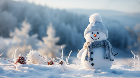 Cute Christmas Snowman in a Winter Wonderlandの素材